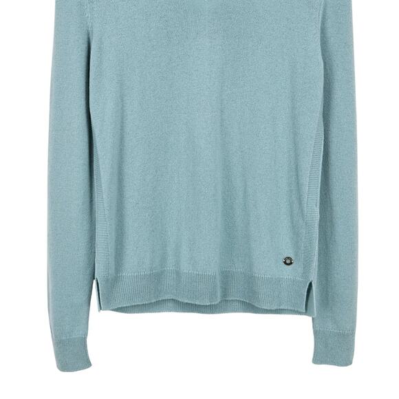 Loro Piana 100% Cashmere V-Neck Long Sleeve Sweater In Turquoise Size 44 Italy - Picture 5 of 9